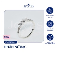 Joyas silver women's ring - Women's silver ring with 3 CZ stones, stone border - JOYASRF8397