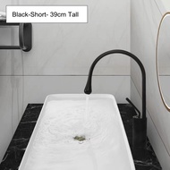 Tall Bathroom Faucet Hot Cold Water Basin Mixer Tap Black Kitchen Sink Faucets Washbasin White Sink 