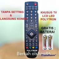 [ GRATIS BATERAI ] REMOTE TANPA SETTING LANGSUNG KONEK REMOT POLYTRON LCD LED Pabrik / HITAM / BATRE