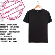 Black Plain Tshirt 100% Cotton Round neck .Baju Kosong Hitam Unisex Berquality.