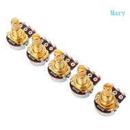 Mary 5Pcs B500k Potentiometer Splined  Electric Guitar Bass Effect Amp Tone Volume