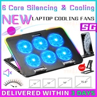 [✅SG Ready Stock] Laptop Notebook Cooling Pad Fan for 15.6 14 13 Inch Cooler with 6 Fans and 5 Adjus
