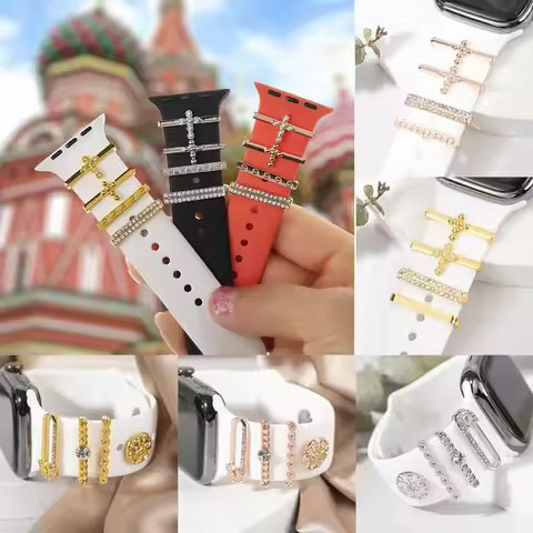 Metal Charms Watch Band Decoration Ring For Apple Diamond Ornament For iwatch Bracelet Silicone Stra