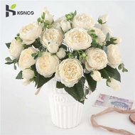 Konco 5Heads/Bouquet Peonies Artificial Flowers Silk Peonies Bouquet 4 Bud Flowers Wedding Home Decoration Fake Peony Rose Flower