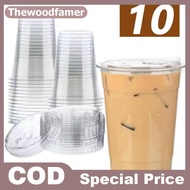 thewoodfamer 16 Oz Plastic Cups With Secure Lids Clear Disposable Beverage Cups For Iced Coffee Soft