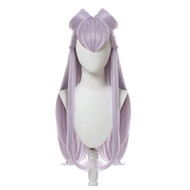 KDA Evelynn Wig Pastel Purple Ponytail Cosplay Wig Long Straight Anime Wig with Pigtails