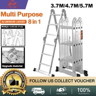 🚀Fast delivery🚀Heavy Duty Tangga Lipat 20 STEP (5.7M) -12 STEP (3.7M) Foldable Aluminium Ladder Tangga Lipat