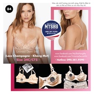 [American Bill - Size 34C/C75] BBV Unined Demi Bra (Lace Champagne) Non-padded (84)