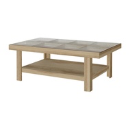 SB Design Square KONCEPT FURNITURE โต๊ะกลางไม้ท๊อปกระจก รุ่น Adorn สีไม้อ่อน (105x59x38 ซม.)