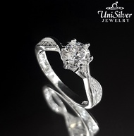 Unisilver Sterling Silver Solitaire Engagement Ring (RS559-1001)