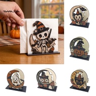 smiles|  Gift For Halloween Lovers, Rustic Farmhouse Decor Tissue Holder With Festive Owl Print