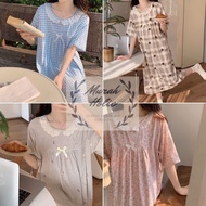 Baju Daster Renda Wanita Lengan Pendek LD 120 Besar Jumbo Baju Tidur Piyama Kerah Bulat Lucu Bahan A