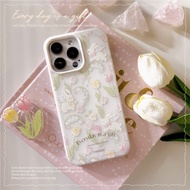 [CA1852] Exclusive Design French Garden Tulip Bunny * Double Layer 2 In 1 Transparent White Shock-Re