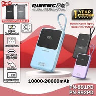 FREE BAG [CCC CERTIFIED 3C ] Pineng PN891 10000mAh Powerbank Pineng PN892 20000mAh CCC 3C Certified