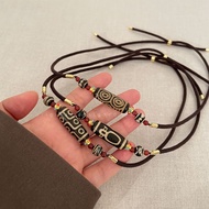 Ethnic Tibetan Style Nine-Eyed Dzi Necklace Female Niche Chinese Design Couple Accessories Chinese R