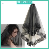 NERV Wedding Veil Headscarf Lace Black Veil Bride Hair Accessoies Black Mantilla