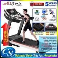 5 Years Warranty - 4.5HP ADSports AD980 AD980-LS (Electric Motorize Treadmill 15 Levels Auto Electric Inclination, 59CM Wide Platform, Auto Refueling System &amp; Sport Hydraulic Damping System
