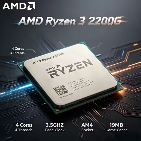 AMD Ryzen 3 2200G 14nm Zen Gaming CPU, Quad-Core 4-Thread, 3.5GHz Frequency, AM4 Socket YD2200C5M4MF