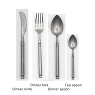 new Retro Scrub 304 Stainless Steel Flatware Kitchen Cutlery Set Steak Knife Fork Spoon Set Dessert
