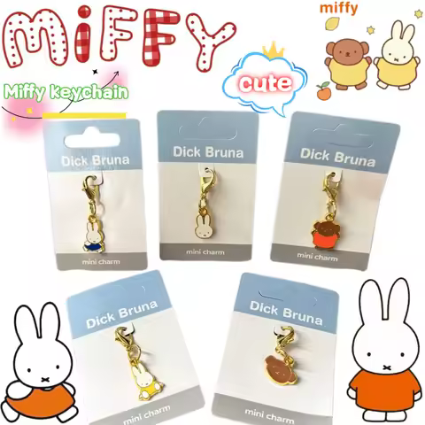 Miffy Boris keychain with high-appearance cartoon print creative metal buckle pendant decoration for