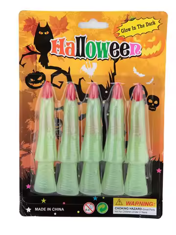 10pcs Halloween Witches Fingers Glow in The Dark Fake Monster Finger Nail for Halloween Party Decora