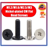[10 PCS ]M1.2/M1.6/M2.5/M3 Nickel-plated CM Flat Head Screws Laptop / Notebook Screw Small Screws Cross Flat Head Screws