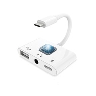 มัลติฟังก์ชั่น อะแดปเตอร์ OTG สามในหนึ่งเดียว Lightning/USBC To 3.5 Aux Audio USB สำหรับ iPhone/iPad