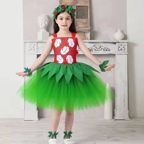 Hawaiian Island Girls Tutu Dress Cartoon Lilo Fancy Cosplay Costume Kids Beach Hula Party Princess D