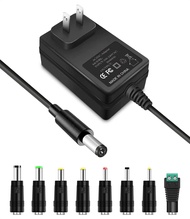 9V 2A Power Adapter AC Power Supply Cord 9 Volts 2 Amps Regulated Switching Charger with 8 Interchan