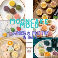 6 IN 1 VARIOUS MOONCAKE MOLD UNIQUE MOTIF - MOONCAKE MOLD ANGKUE MOLD MOONCAKE PLUNGER CAKE MOLD SNO