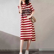 ~~ New * 2024 Summer Cover Belly Slimmer Look Plus Size Women's Short-Sleeved t-Shirt Dress Fashionable Fashionable Mid-Length Dress Trendy