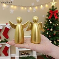 [gongjing4] Christmas Angels Figurine Set Of 2, Gold Xmas Angels Decor, Christmas Decorations Small 