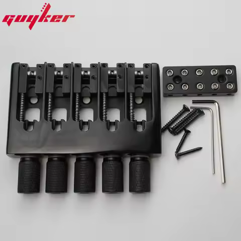5 String Slightly Adjustable String Spacing Headless Bass Bridge Black Base CNC Processing With Stri