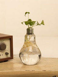 1入組燈泡造型透明玻璃花瓶,創意水培植物容器,適用於家庭裝飾用品