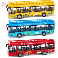 [READY STOCK] Double Decker Bus, 4 Wheels Exquisite Simulate Car Model, Pull Back Toys ABS Alloy Bus Toy Model Birthday Gift