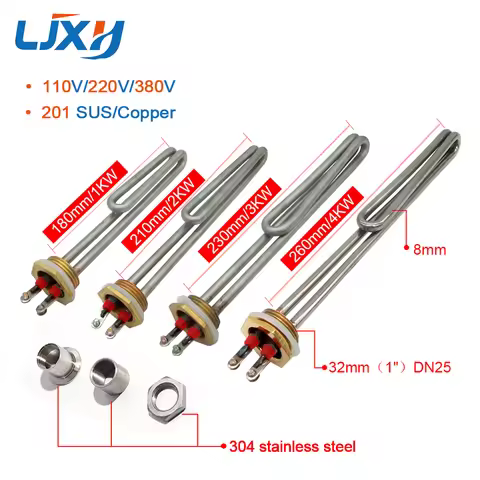 LJXH Stainless Steel Electrical Heating Element Booster Tube For Water Boiler ,1"/DN25/32mm, AC110V/