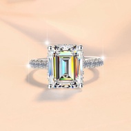 【 GRA Certificate Attached 】 3ct-10CT genuine moissanite ring, fashionable grandmother cut S925 pure
