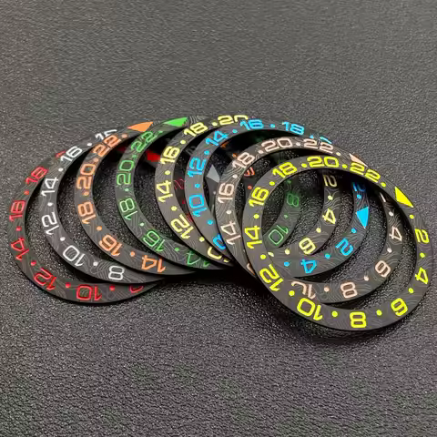 High quality 38mm* 30.6 Tilted Ceramic Insert for Men's Watch Carbon Fiber Texture Replacement Bezel