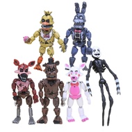 6Pcsset Freddy Action Figures Lightening Movable joints Foxy Freddy Chica Figures PVC model Toys