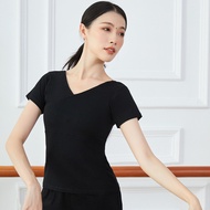 V Black Long Sleeve Dance Practice Outfit for Adults Modern Dance Practice Outfit Body Suit Flared P