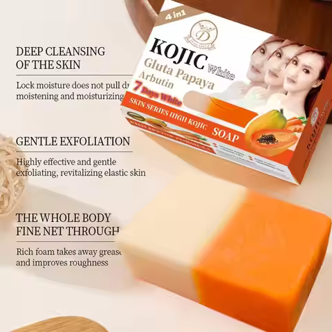 160g Papaya Handmade Soap Kojic Acid Turmeric Lemon Soap Orange Scent Essential Oil Soap Deep Cleans