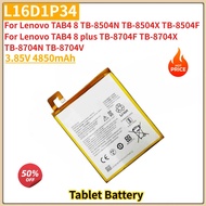 New Tablet Battery L16D1P34 3.85V 4850mAh For Lenovo TAB4 8 TB-8504F TB-8504N TB-8504X TAB4 8 plus T