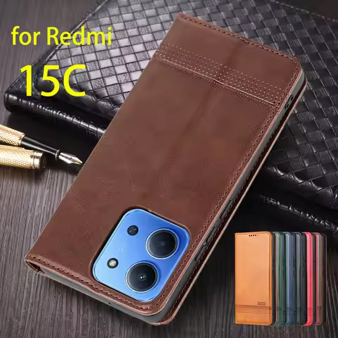 Magnetic Adsorption Leather Fitted Case for Xiaomi Redmi 15C EUR 173mm / Redmi 15C Global 171mm Prot