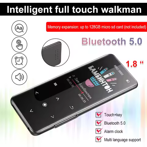1.8-inch Screen Bluetooth5.0 Mp3 Player Touch Key Portable Audio Lossless Music Hifi Walkman FM/Eboo