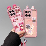 For Honor X7C Phone Case Luxury Silicone Shockproof Hand Rope For HonorX7C ALT-LX2 Casing 3D Stereo 