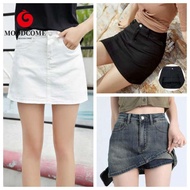 MOODCOME High Waist a-line Skirt, Includes Shorts Pants Two Pocket Denim Shorts Skirt Women, Fashion