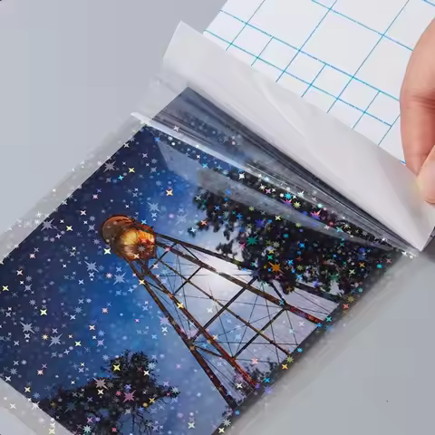 50 Sheets Waterproof Cold Laminating Film Hologram Star Dot Self-adhesive Paper Film DIY Package Car