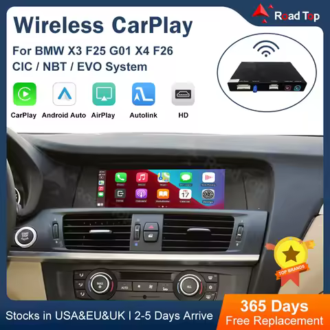 Road Top Wireless CarPlay Android Auto Interface for BMW X3 F25 X4 F26 2011-2016, with Mirror Link A