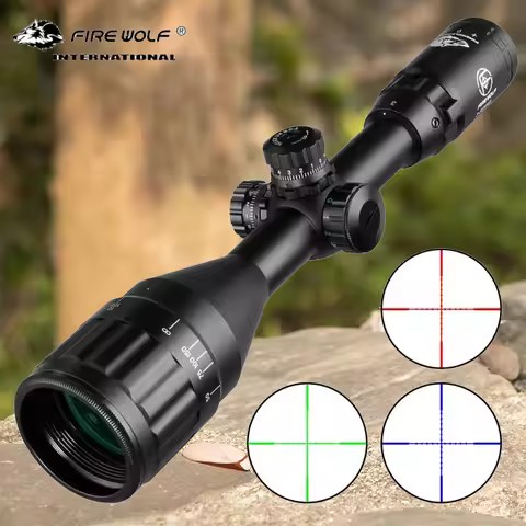 FIRE WOLF 3-9X50 Rifle Scope Green Blue Red Dot Illuminated Reticle Sniper Optical Sight Scope for R