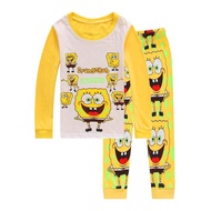Kids Unisex Long Sleeve Pajamas Cartoon SpongeBob Clothes Set Boys Girls Sleepwear 2Y-7Y/90cm-130cm